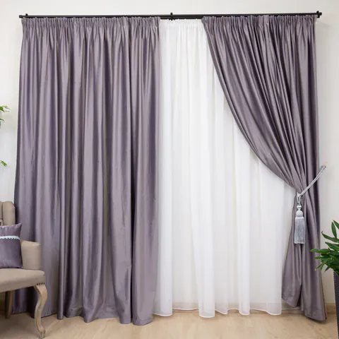 Draperie Hiko COMFY catifea gri movuliu, cu rejansa, 1 bucata