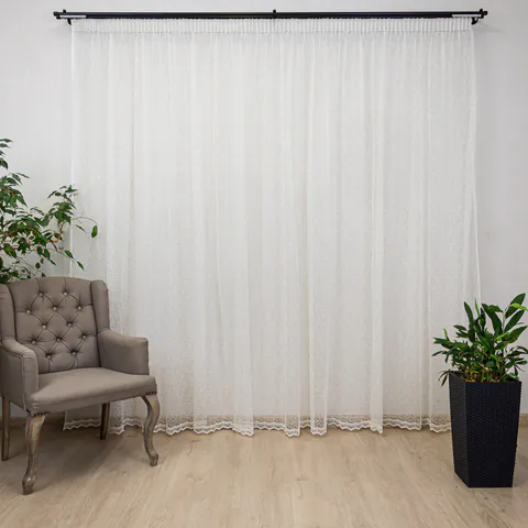 Perdea brodata ivoire, nesifonabila Hiko Bubbles, cu rejansa