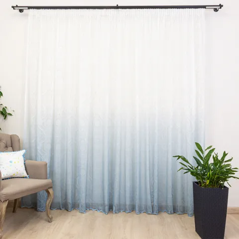 Perdea nesifonabila Hiko Chateau Degradee bleu, cu rejansa