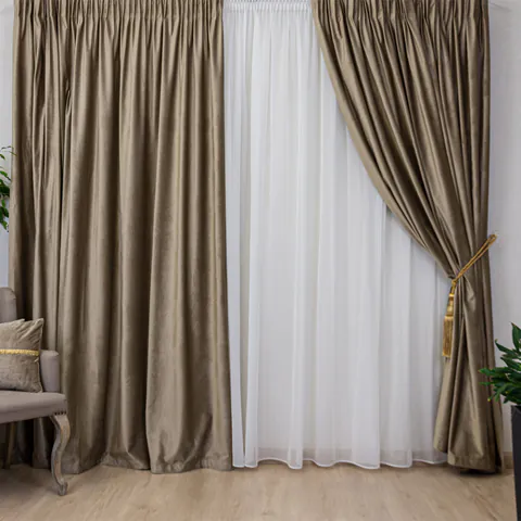 Draperie Hiko COMFY catifea bej, cu rejansa, 1 bucata