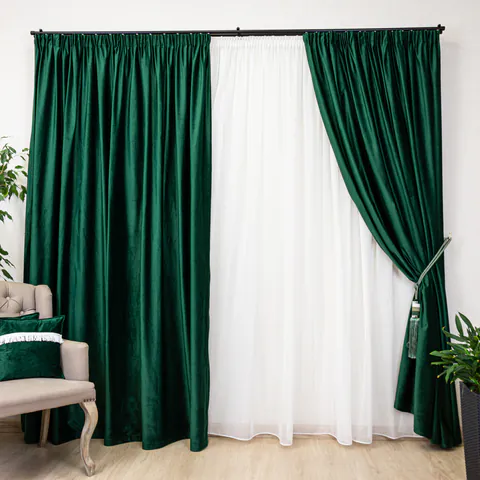 Draperie Hiko COMFY catifea verde smarald, cu rejansa, 1 bucata