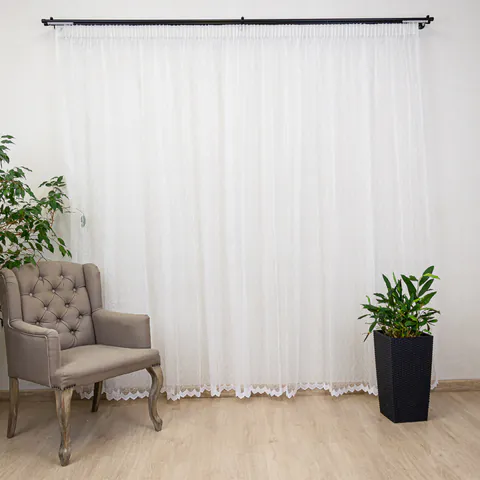 Perdea brodata alba , nesifonabila Hiko Shape, cu rejansa