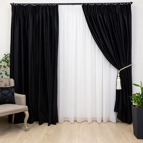 Draperie Hiko COMFY, catifea neagra, cu rejansa, 1 bucata