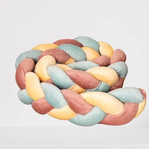 Hiko Baby Bumper impletit din catifea colorat pastel, protectie laterala patut 215cm