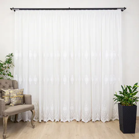 Perdea brodata, Hiko Lux Taby ivoire, cu rejansa