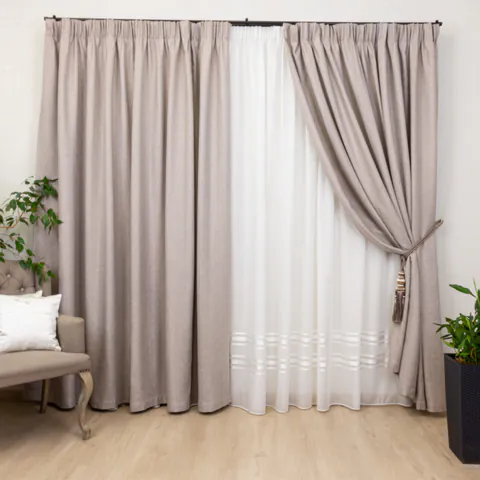 Set 2 draperii Hiko Lux Blackout grej, cu rejansa