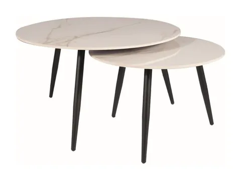 Set mese de cafea Kora D – marmura alba/negru