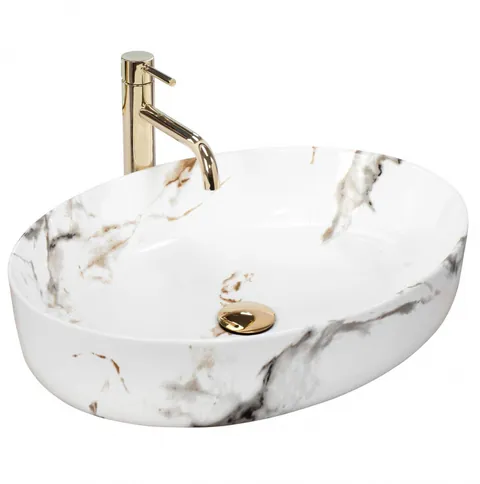 Lavoar Carrara Shiny marmura ceramica sanitara - 55 cm