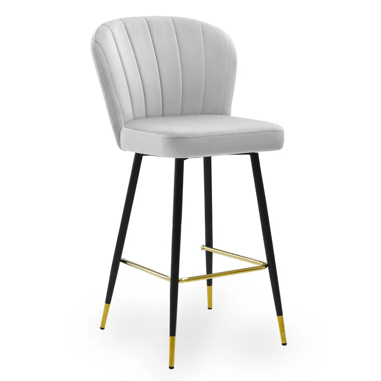 Scaun de bar Shelly gri picioare negre/gold M60 cm