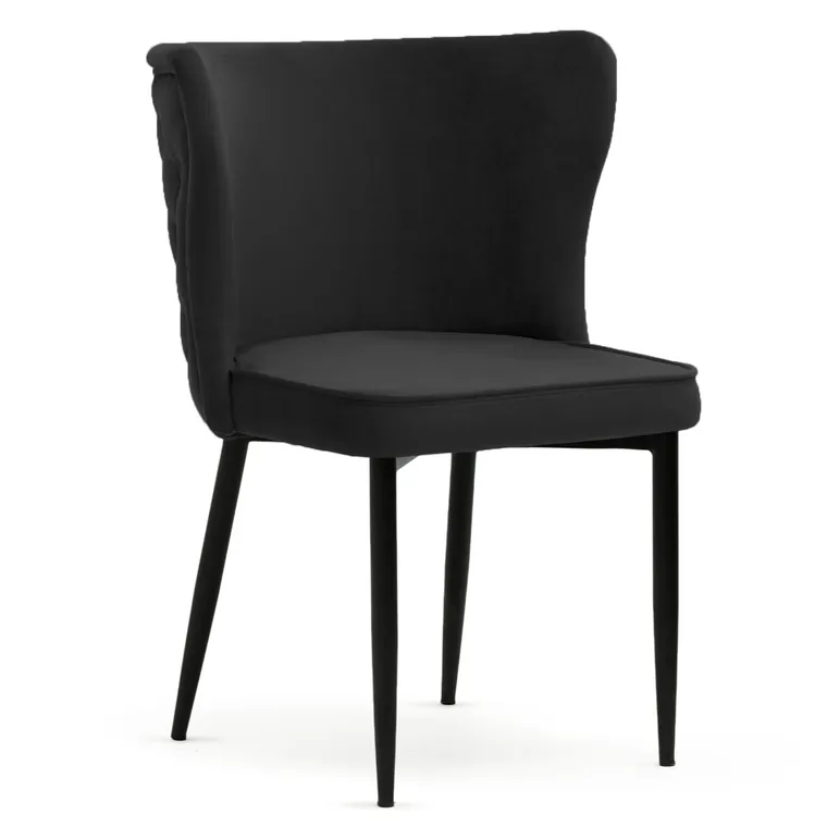Scaun tapitat Modena negru picioare negre - H86 cm