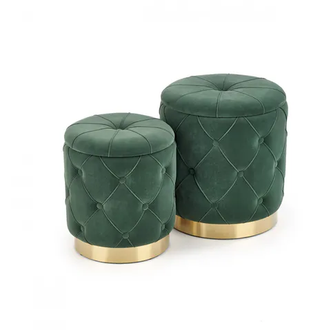 Set tabureti tapitati Polly Verde / Gold