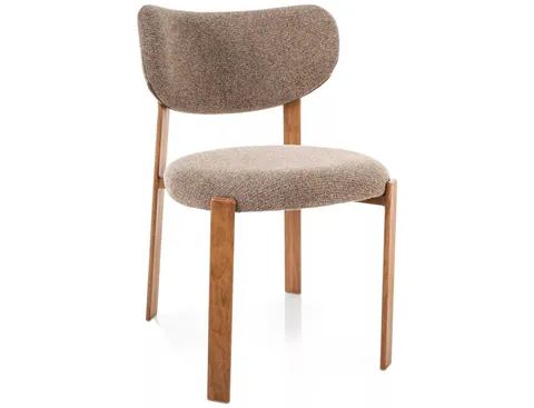Scaun lemn tapitat Rin D 256 cappuccino/stejar - H79 cm