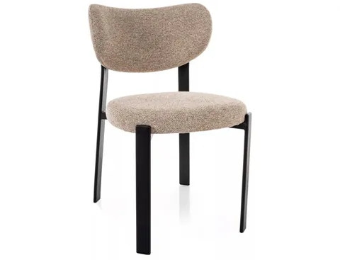 Scaun lemn tapitat Rin 253 bej/negru mat - H79 cm