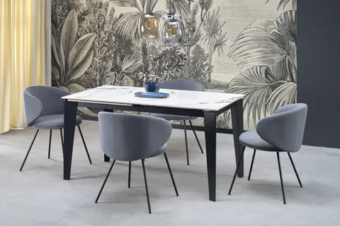 Masa extensibila Felix marmura alba/negru L141-201 cm