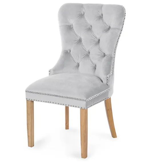 Scaun tapitat Madame stejar-gri deschis - H 101 cm