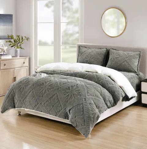 Lenjerie cu blanita, Elastic 180x200 Sigma V15 Gri inchis (Cocolino)