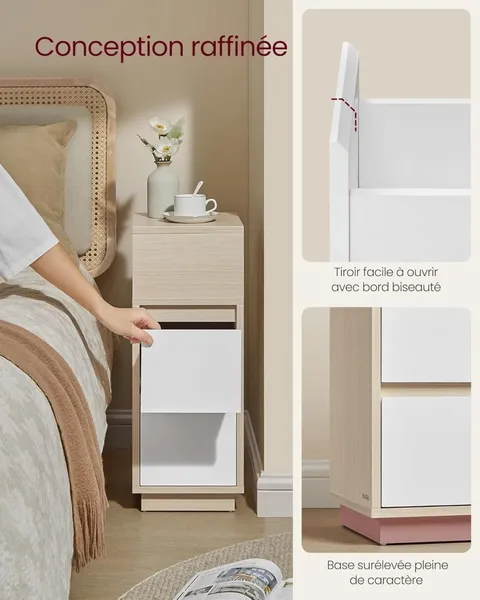 Noptiera Vasagle Bej 30x30x65 cm