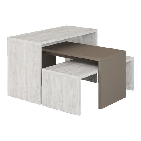 Set 3 masute Kantar, Pako World, Alb, 65x30x39 cm