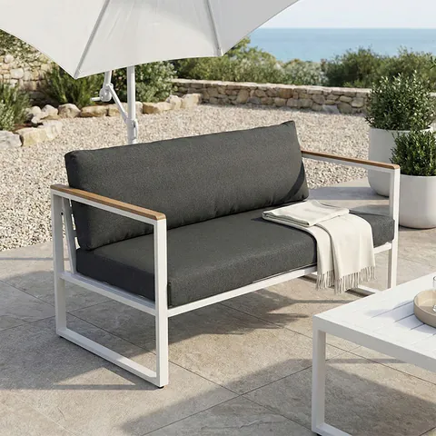 Canapea 2 locuri de gradina, Aurelio, Antracit, 130x74x63 cm