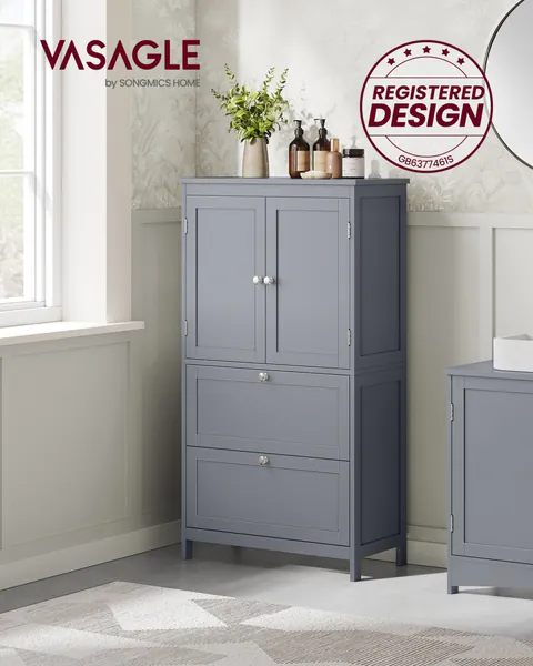 Dulap depozitare baie Vasagle Gri 60x30x110 cm