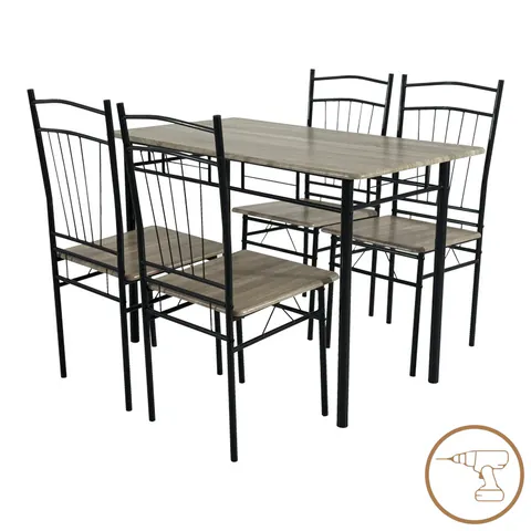 Set masa si scaune 5 piese Reforia Gri 110x60x74 cm