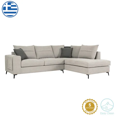 Coltar stanga Montana gri deschis cu perne gri 275x215x93 cm