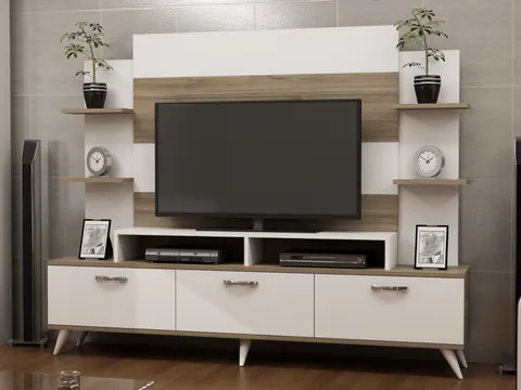 Comoda TV Diana - Alb, Walnut