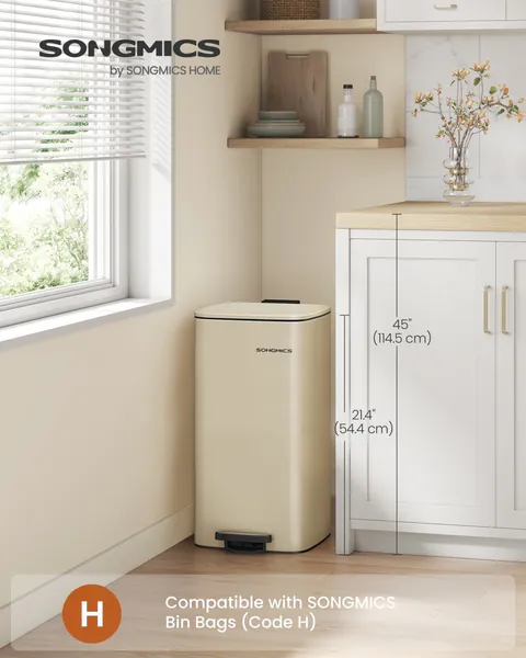 Cos de gunoi Songmics Bej 28.5x34x54.4 cm