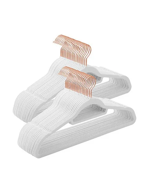 Set 50 umerase din catifea, Songmics, Alb, Alb + Roz