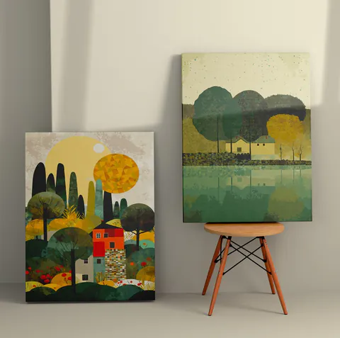 Tablou, 2 bucati 2KNV4339 Multicolor 110x70 cm