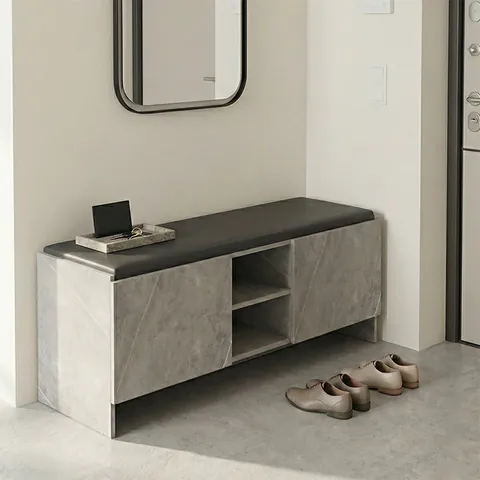 Pantofar bancheta cu depozitare, Zulla, Gri, 110x37x43 cm