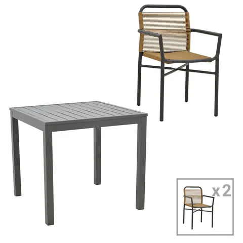 Set masa si scaune 3 buc de gradina Kliton-Clutch Pako World Antracit 80x80x74 cm