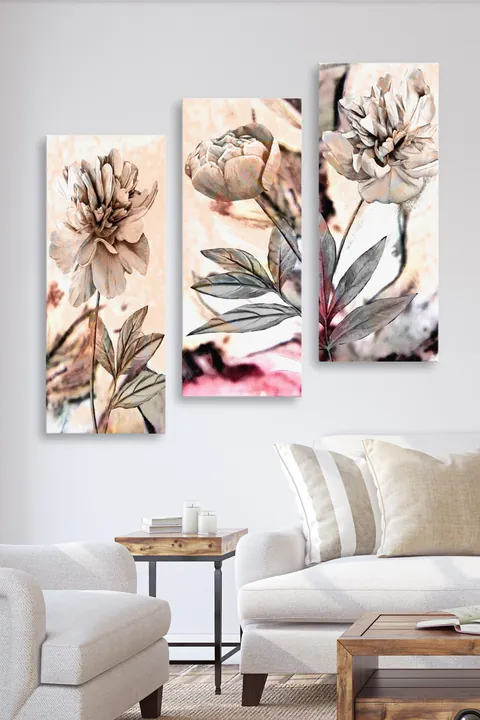 Tablou, 3 bucati MDF0018 Multicolor 20x50x3 cm