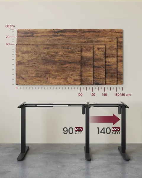 Cadru birou reglabil Vasagle Negru 150x80x118 cm