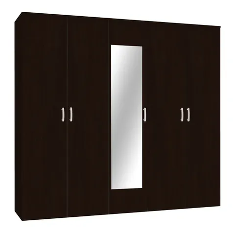 Dulap dormitor cu oglinda Luna Pako World Maro inchis 220x52x200 cm