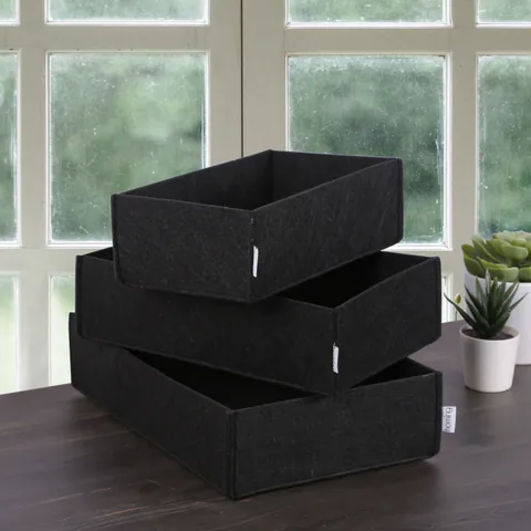 Set organizator de birou din fetru (3 bucati) HMY-6271 Negru 32x21x7.5 cm