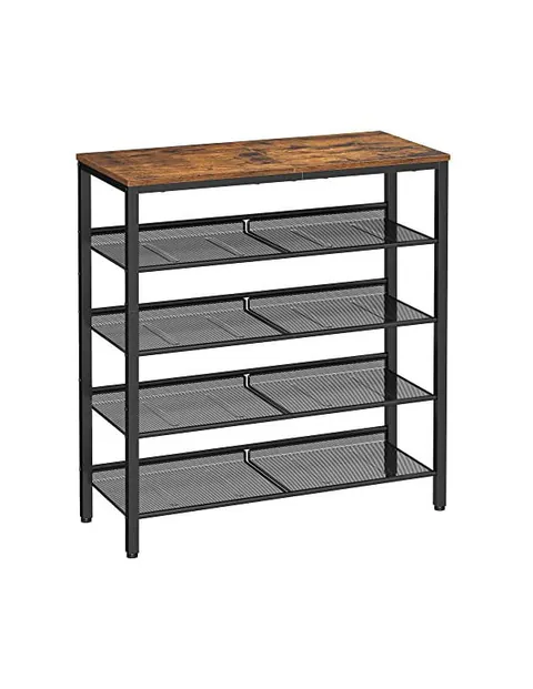 Pantofar cu 5 rafturi, Vasagle, 28 x 75 x 93 cm, LBS038B01, Maro Rustic