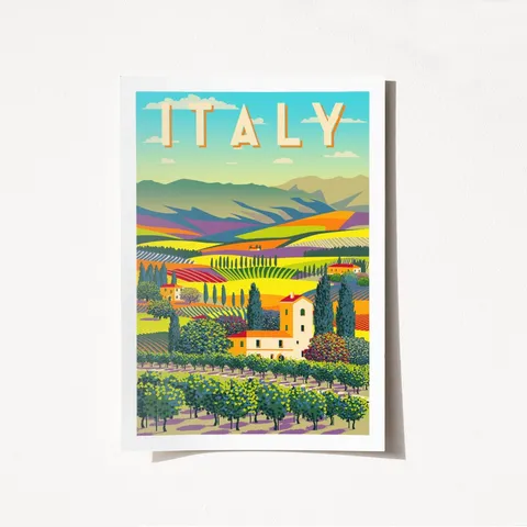 Poster A4 Italy Multicolor 21x29.7 cm