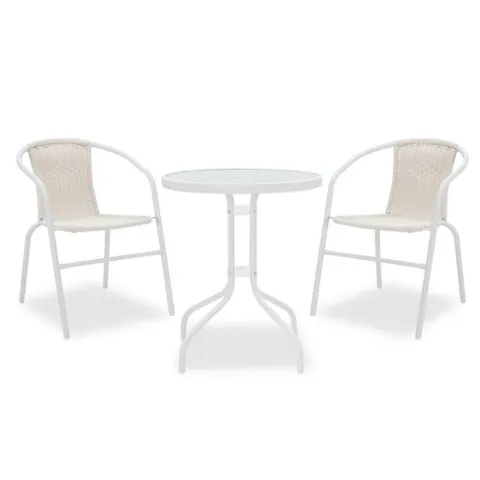 Set Masa si Scaune Gradina Watson-Obbi 3 Piese Alb