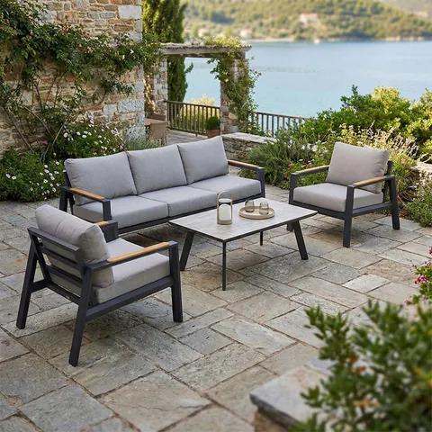 Set de gradina 4 buc. Aeria, Gri inchis, 201x89x74 cm