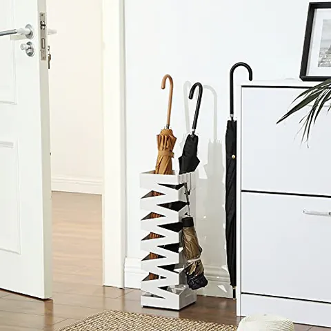 Suport pentru umbrele, Songmics, Alb, 15.5x15.5x49 cm