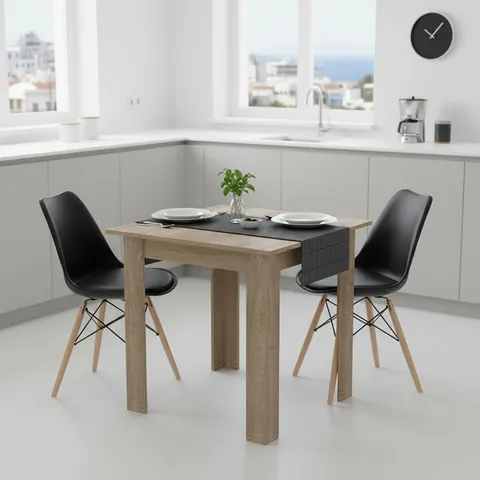 Set masa si scaune 3 buc Gaston Stejar inchis 80x80x77 cm