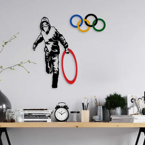 Tablou metalic Banksy Multicolor 62x61 cm