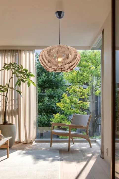 Lustra Jute Crem 35x35x65 cm