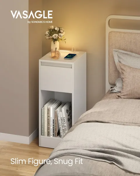 Noptiera Vasagle Alb 25x30x59.5 cm