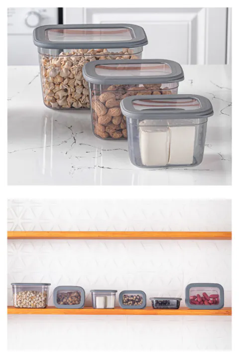 Set 3 cutii de depozitare alimente FOLYBNM-0278, Antracit