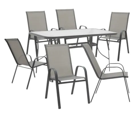Set 7 buc masă și scaune de grădină Calan-Ensure Gri 140x80x70 cm