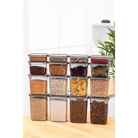 Set cutii de depozitare, 16 bucati Olympe Enigma Antracit 14x10x5 cm