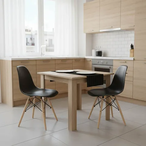 Set masa si scaune 3 buc Manka I-Julita Stejar deschis 80x80x77 cm