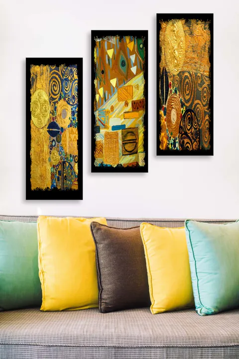 Tablou, 3 bucati MDF0016 Multicolor 20x50x3 cm